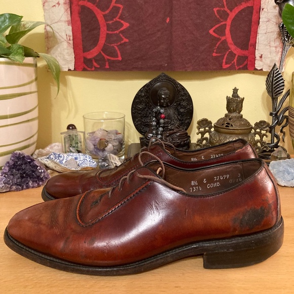 Allen Edmonds Belgium Oxford Dress Shoes Mens 8.5 E Burgundy Leather Career Work